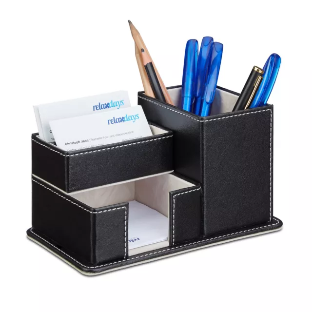 Stiftehalter Kunstleder Schreibtisch Organizer 4 Fächer Stiftbox Bürobedarf