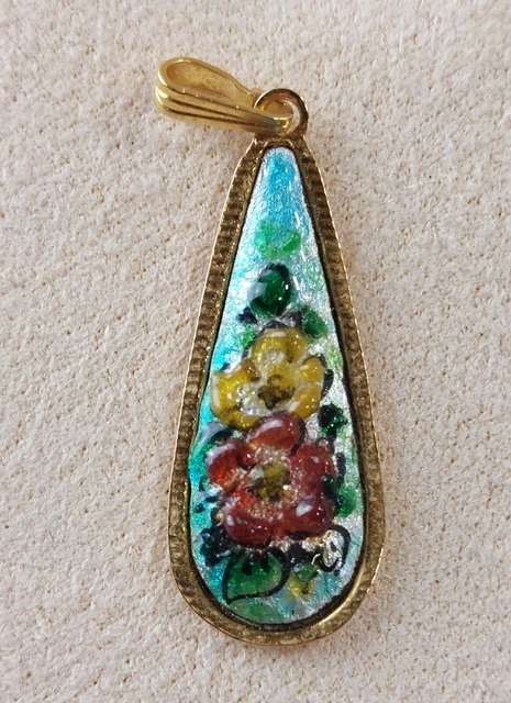 Ancienne Grande Broche Signée Andrée Bazot - Émaux émaillés, Bijou D'art Occasion