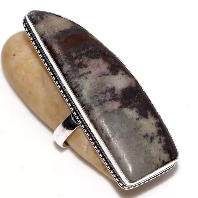 925 Silver Plated-Picasso Jasper Ethnic Gemstone Ring Jewelry US Size-9 JW