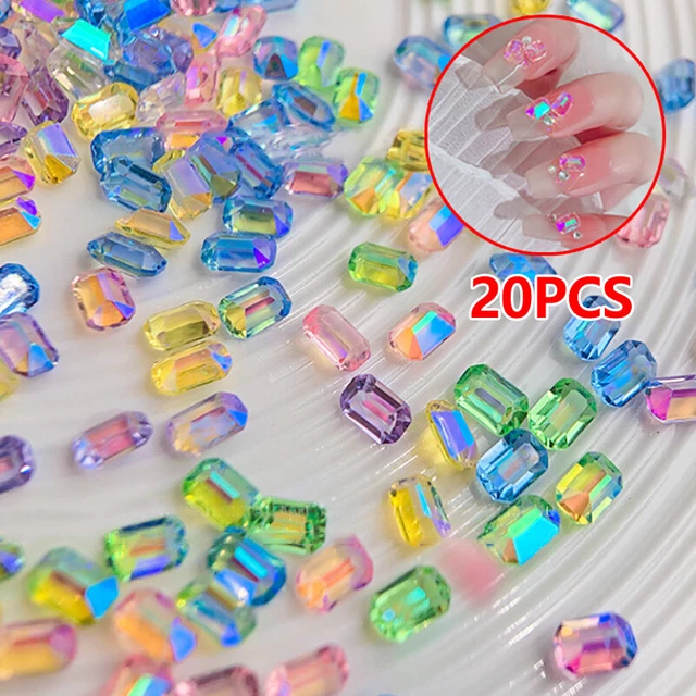 20 pz transparent Aurora Mix forma unghie colorate - punta di strass Y4