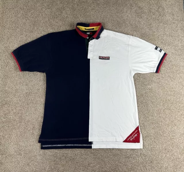 1990’S VINTAGE TOMMY Hilfiger Sailing Gear Color Block Polo Shirt Size ...