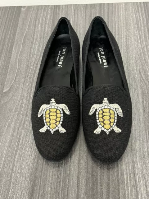 Jon Josef Black Turtle Emblem Flats Shoes Women Size 10M