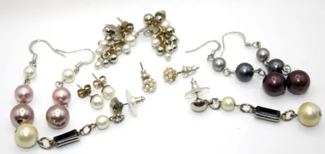 Job Lot 6 x Pairs Imitation Pearl Earrings