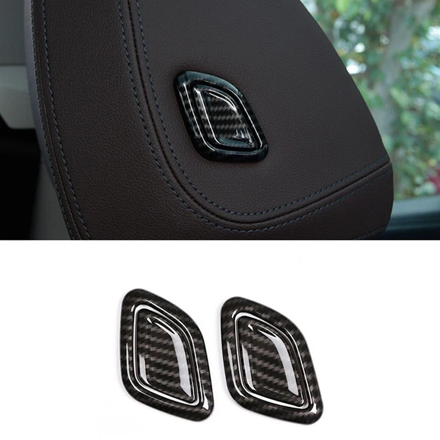 Car Seat Headrest Button Ring Cover Trim Black For BMW 3 Series G20 2019-20 2PCS