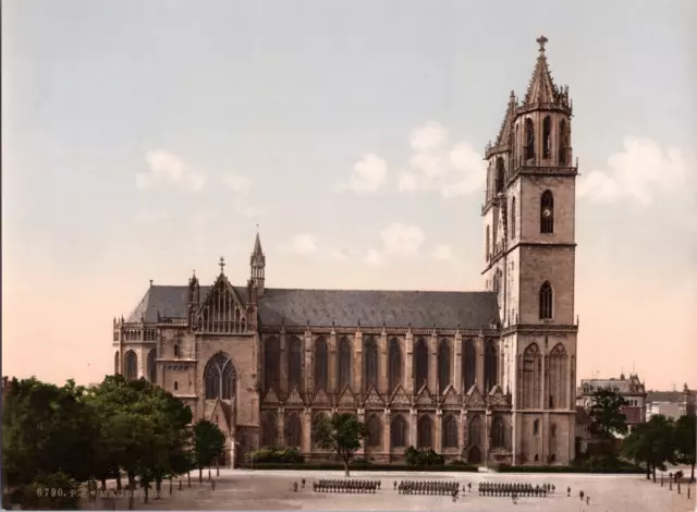 Deutschland, Magdeburg. Der Dom. vintage print photochromie, vintage photochro