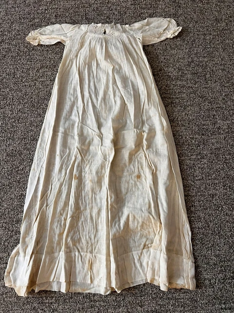 TWO 1900s Antique White Cotton Batiste and Lace Christening Gowns with Bonnet