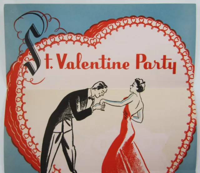 Vintage Santa Monica CA Del Mar Club Valentine Dinner Dance Invite Formal 1940s 3