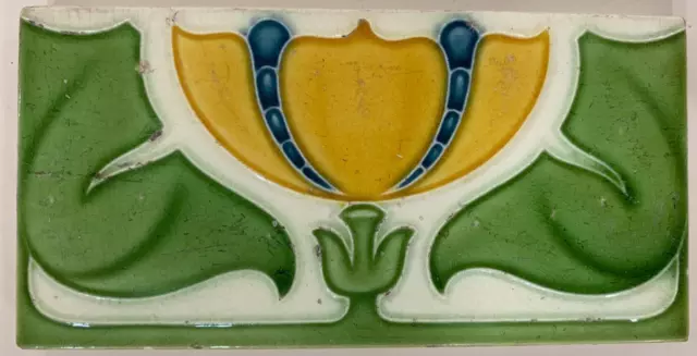 Tiles Majolica England Rare Antique Vintage Art Deco 6x3" Backsplash Furniture