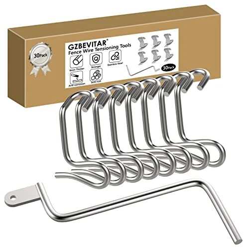 Fence Wire Tensioning Tool for Barbed Wire - 6mm Wire 30 Pcs+Tighteners Handle