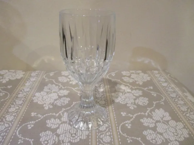 Vintage Ribbed Cut Glass Wine Goblet, Glass, Italy, 7 1/2" Tall (1pc)