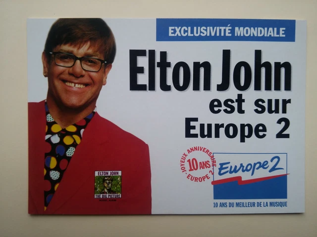 ELTON JOHN EXCLUSIVE ON EUROPE 2 RADIO   carte postale postcard