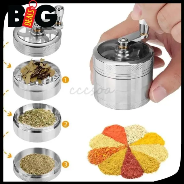 4 Layer Metal Zinc Alloy Herb Tobacco Grinder Hand Muller Smoke Crusher Spice