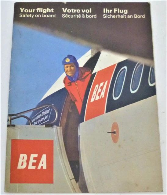 Vintage BEA British European Airways In-flight Guidebook Map Safety Guide