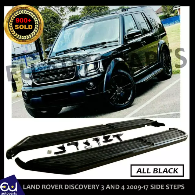 All Black Stealth Side Steps Running Boards For Land Rover Discovery 3 & 4 04-16