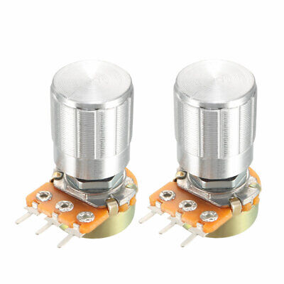 2pcs 100K Ohm Variable Resistance Single Switch Rotary Carbon Film Cone