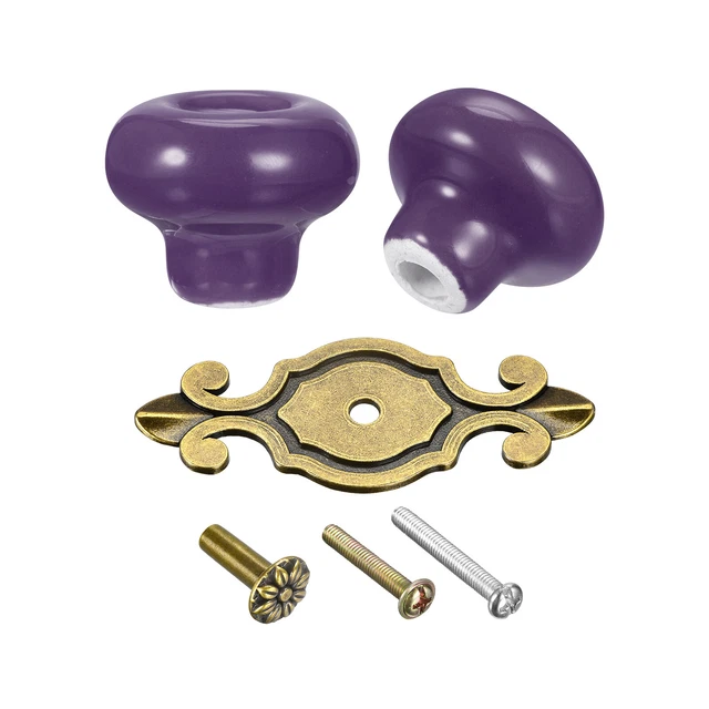 32x26mm Vintage Ceramic Drawer Knobs Pulls for Dresser Bronze/Purple 4Pcs