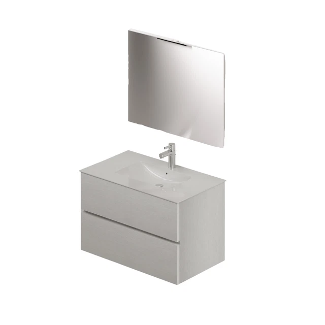 Mobile Bagno Sospeso Baikal Onyx 60 Cm Nature - 2 Cassetti Con Chiusura Ammortizzata E Lavabo In Ceramica Incluso - 2