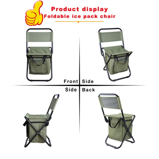 Outdoor Folding Chair Ice Cooler Picnic Bags Hiking Camping Fishing Stool Blue
