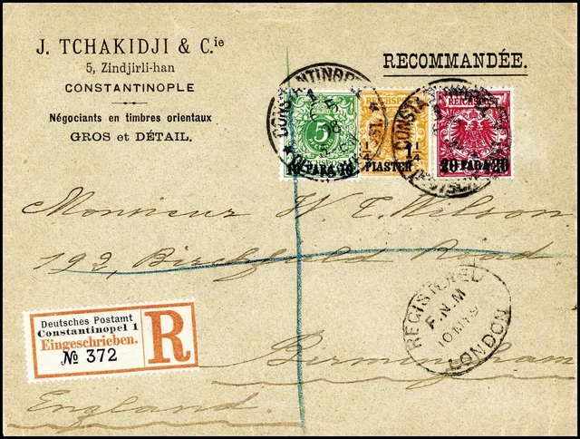 Dt. Post Türkei Mi.6c,7b,9b Bf., tadellos, schöner Ebf.,Fotobefund BPP (5301/41)