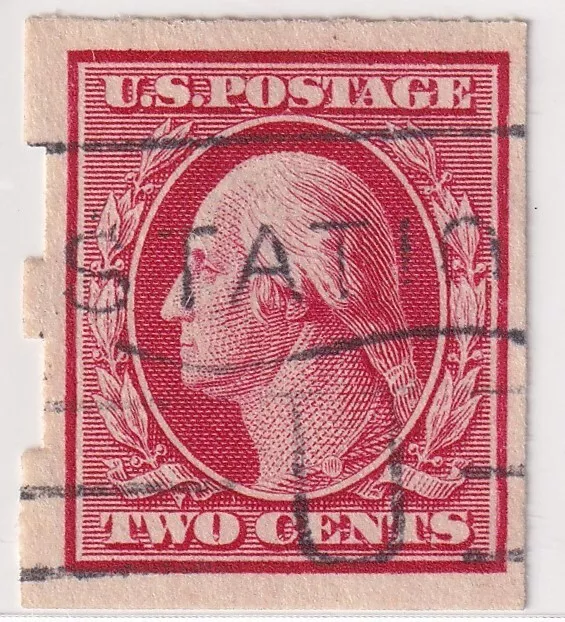 USA stamps_George Washington 2C _ Shermack Machine Perf_ Great cancel