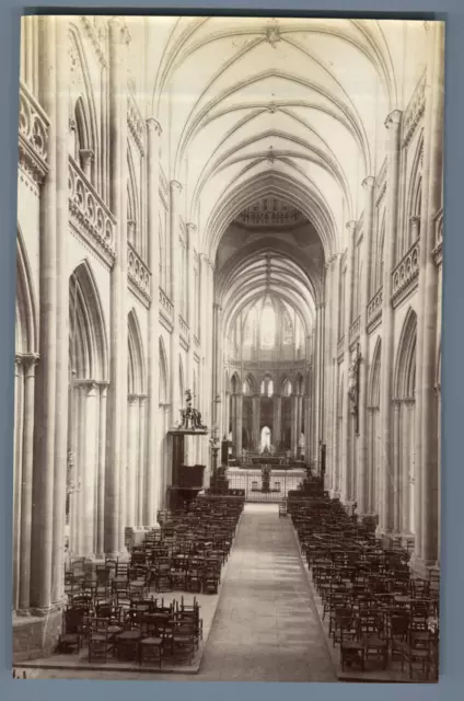 France, Coutances, Cathédrale, Intérieur  Vintage albumen print.  Tirage album