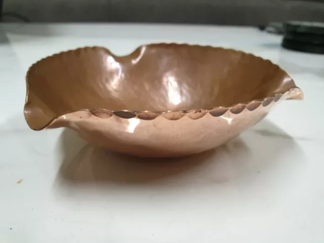 antique arts and crafts hand beaten copper bowl or ashtray