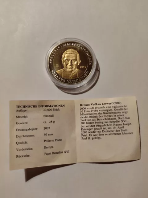 Probemünze - Vatikan - Papst Benedikt XVI, 2007 10 Euro münze