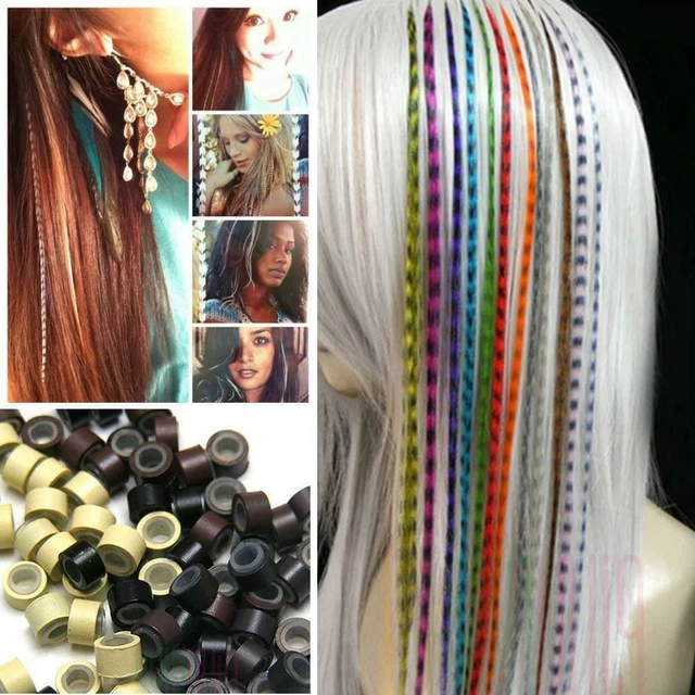 Kit de extensión de cabello de pluma con 20 plumas + 50 cuentas mejor...
