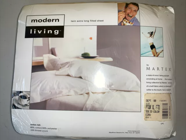 Sábana Ajustable Doble Vintage Modern Living By Martex Blanca Ecru XL