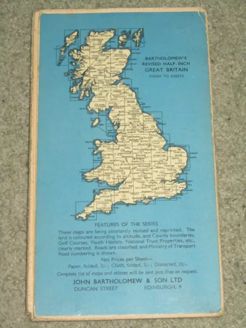 Bartholomews Revised half inch Map: sheet 4 Dorset - 1960 vintage on cloth 2