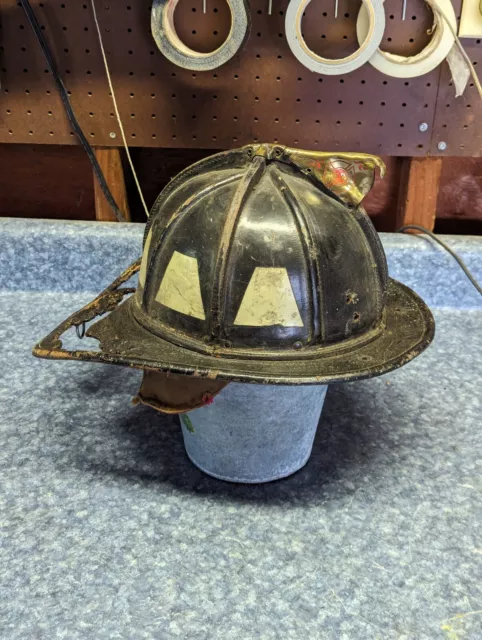 BURNED Vintage Cairns Leather Fire Helmet