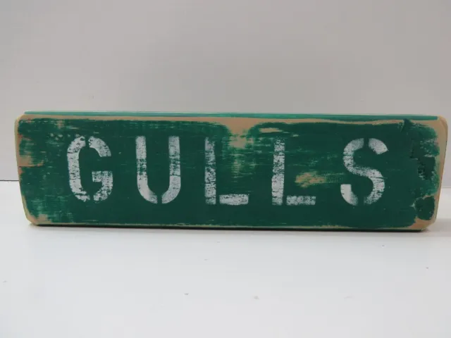 12 Inch Wood Hand Painted Gulls Sign Nautical Seafood (#S335C)