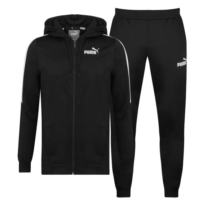 PUMA SUIT MENS Gents Poly Tracksuit Hooded Zip Zipped Pattern Colour ...