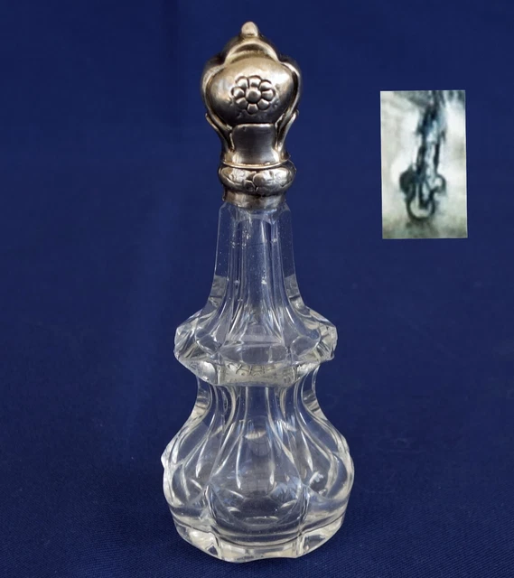 FLACON A SELS ou PARFUM Cristal et Argent Massif Pays Bas Dutch Silver ...