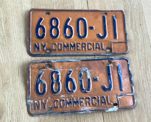 VINTAGE 2 PC set 1960s ORIGINAL Commercial NEW YORK STATE LICENSE