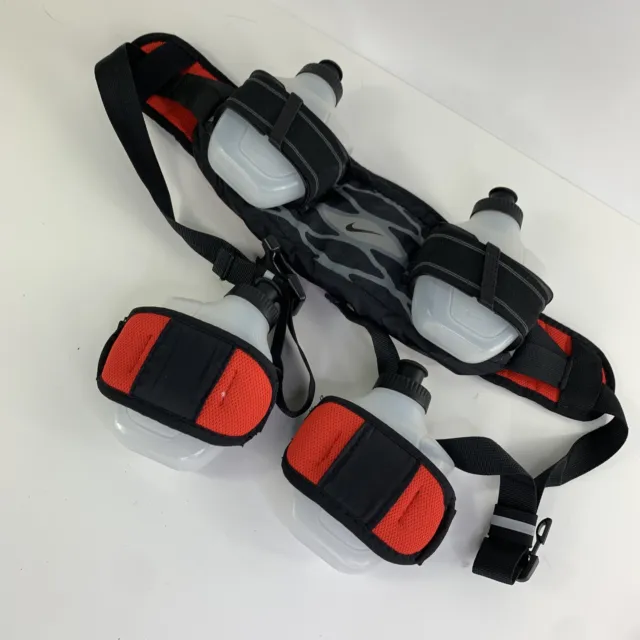 Nike Hydration Belt Adjustable Size Black,Gray,Red With Zipper 4~6 Oz Bottles