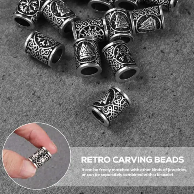 10 PCS Viking Dragon Bearde Bead Rasta Dreadlocks Runes Beads for Barbens Hair