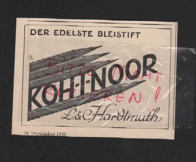 DRESDEN, Werbung 1930, L. & C. Hardtmuth KOH-I-NOOR Bleistift-Fabrik