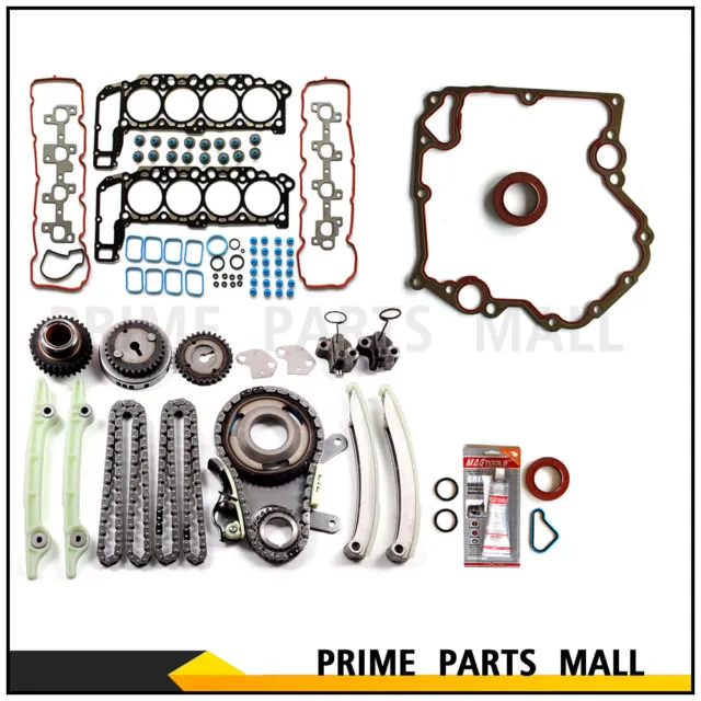 For 02-04 Dodge Ram 1500 SLT Full Gasket Set Water Pump Timing Chain Kit 4.7L