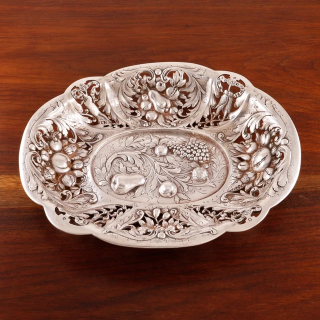 Rare Edward F Caldwell Nyc Sterling Silver Center Bowl Openwork Birds 1890S