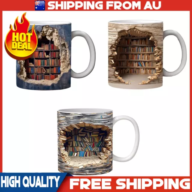 3D Bookshelf Mug A Library Shelf Creative Space Design Multi-Purpose Mugs Cup