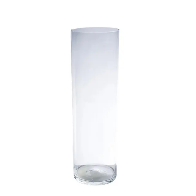 Dekoglas, Vase ZYLINDER COLD CUT H. 50cm D. 15cm transparent rund Glas Hakbijl