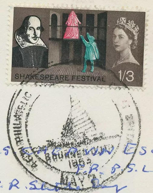 GB 1964 Shakespeare 1/3 Cubierta de recuerdo 46o Congreso Filatélico de Gran Bretaña 2