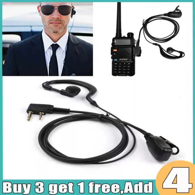 2 Pin PTT Security Air Tube Earpiece Headset Covert Mic Talkie Radio for BAOFENG
