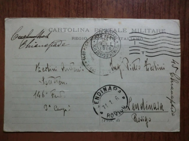 cartolina militare  viaggiata nel 1916