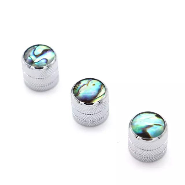 1set 3 Pcs Metal Guitar Dome Control Knob Abalone Inlay Volume Tone Knobs Chroem