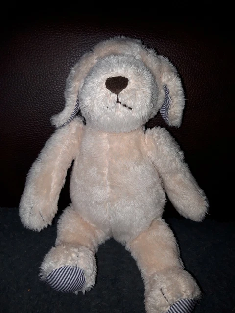 🐻Peluche doudou chien Jacadi  env 27cm beige ecru rayé bleu blanc ttbe