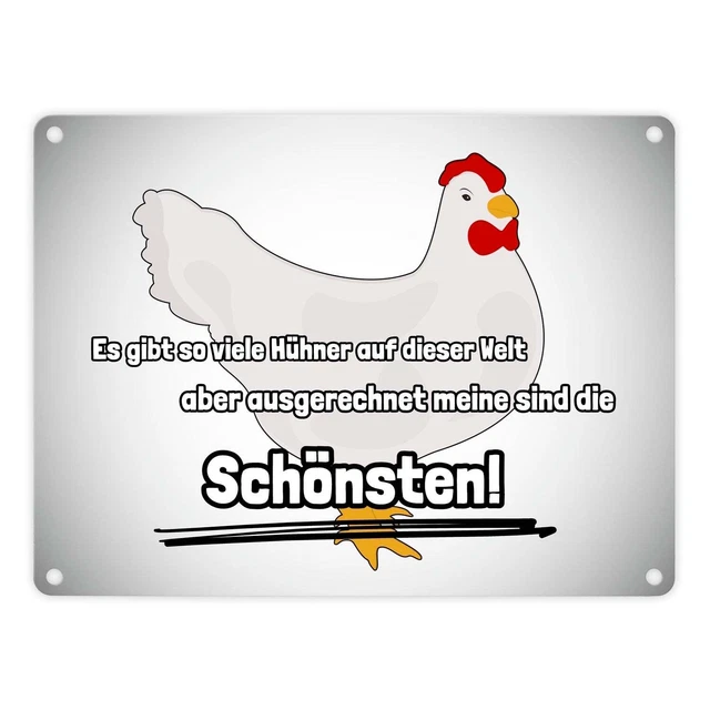 METALLSCHILD HINTERGRUND Spruch Es gibt so viele Hühner