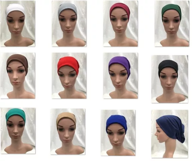 Women Ladies Under Scarf Hijab TUBE Bonnet BONE Cap MANY Colours Stretchable New