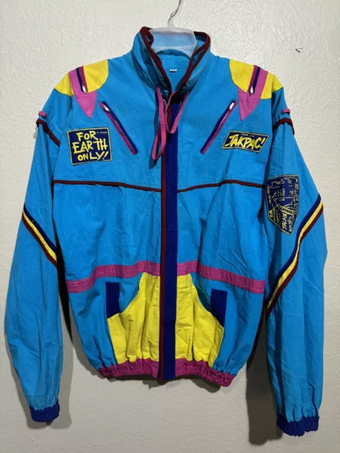 Vintage 80’s JAKPAC! For Earth Only ColorBlock Neon YKK Zip-Up Jacket L/XL 1980s